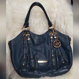 Michael Kors Navy Leather Shoulder Bag